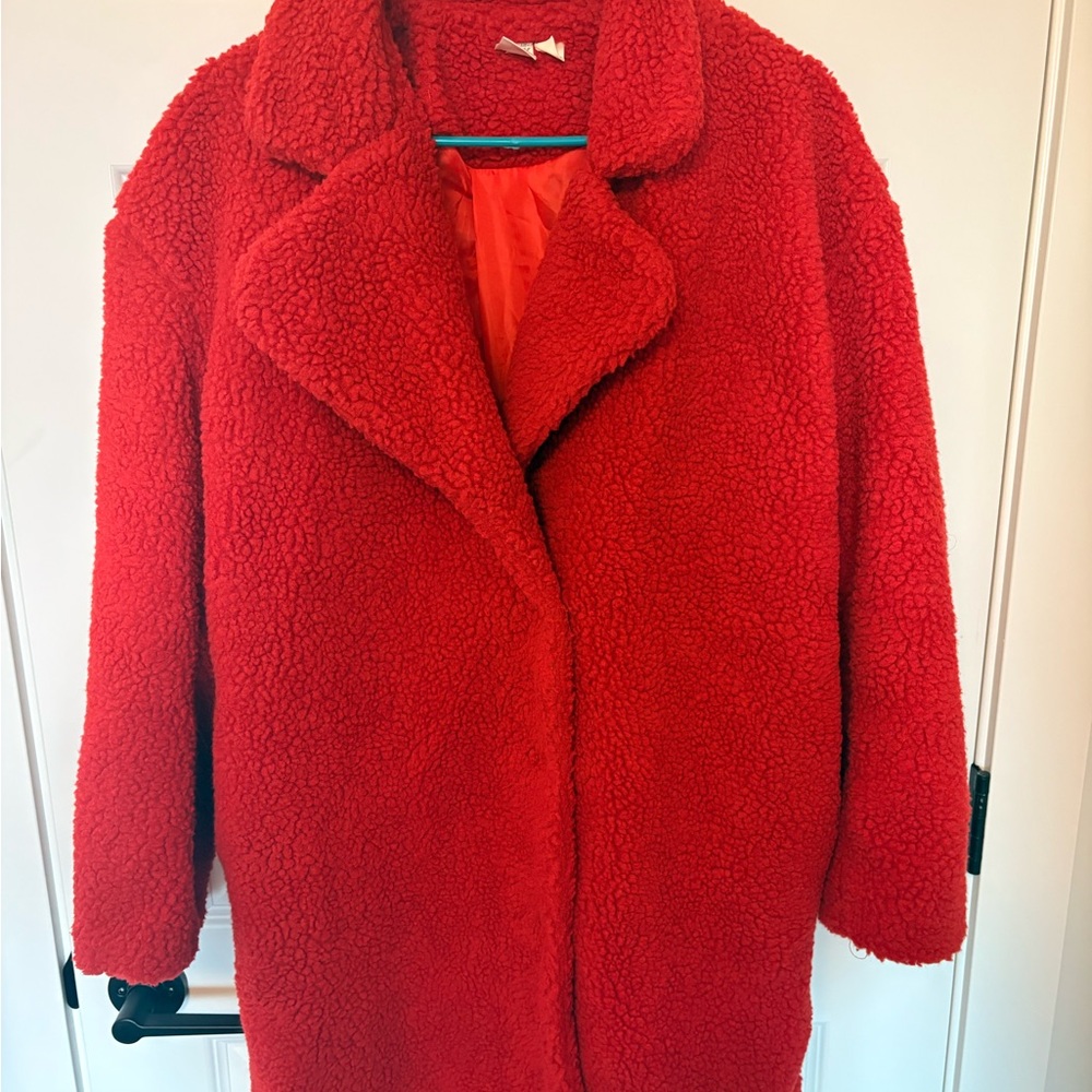 Oak and Ivy Vibrant Red Teddy Jacket